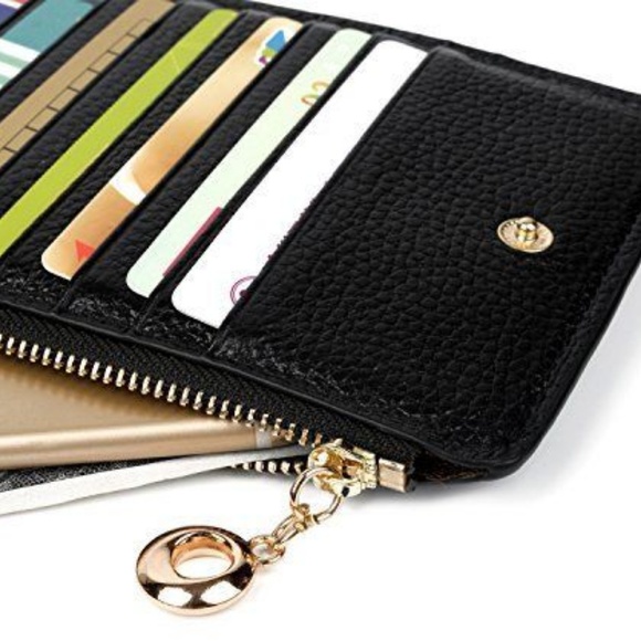 WOMENS BLACK LEATHER 20 CREDIT CARD ORGANIZER ! - Picture 4 of 8